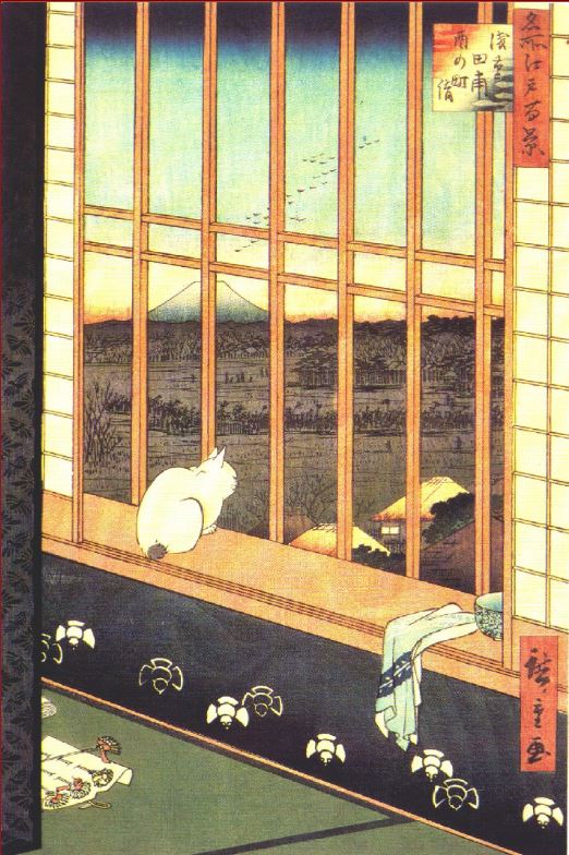 Peinture japonaise d'un japanese Bobtail